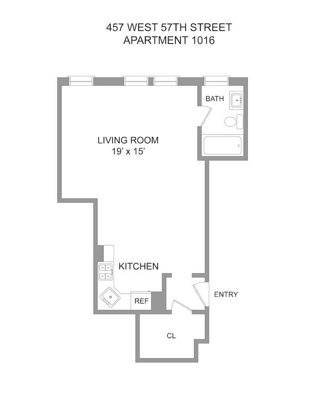 457 W 57th St Unit 1016, New York City, NY 10019 - room layout