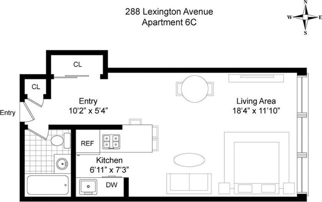 288 Lexington Ave Unit 6C, New York City, NY 10016 - floor plan / room layout
