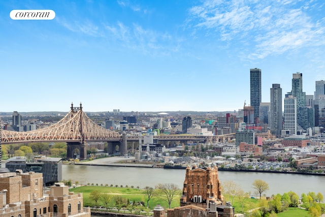 city view with a notable bridge and a nearby body of water