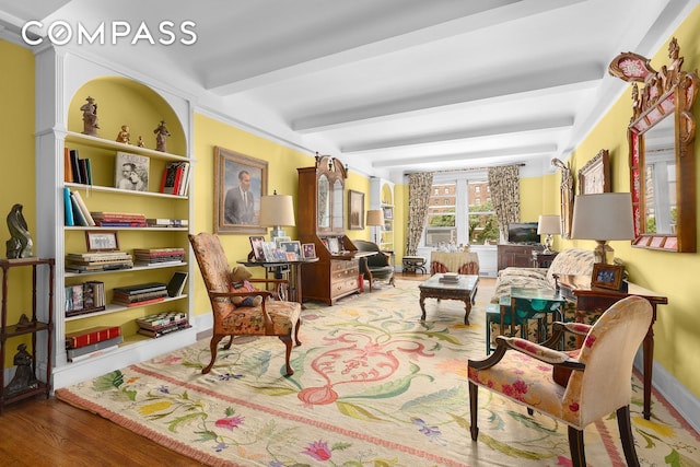 575 Park Ave Unit 608/609, New York City, NY 10065 - sitting room featuring wood finished floors and beam ceiling