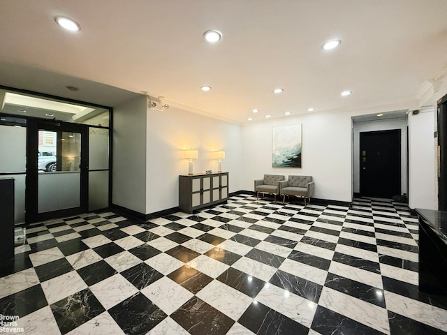 225 E 76th St Unit 4A, New York City, NY 10021 - building lobby featuring recessed lighting and ornamental molding