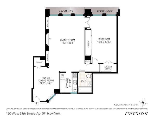180 W 58th St Unit 5F, New York City, NY 10019 - home floor plan