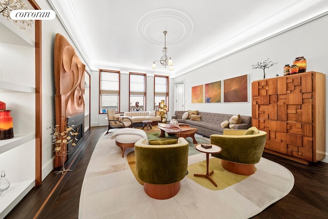 180 W 58th St Unit 5F, New York City, NY 10019 - living room featuring a chandelier
