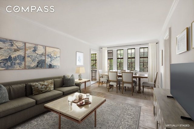 116 Pinehurst Ave Unit H32, New York City, NY 10033 - living room with ornamental molding and light wood-type flooring