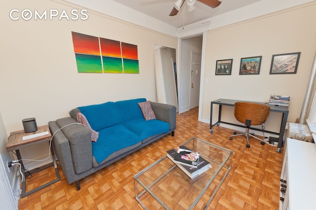 25-21 23rd St Unit 24, New York City, NY 11102 - living area with ceiling fan