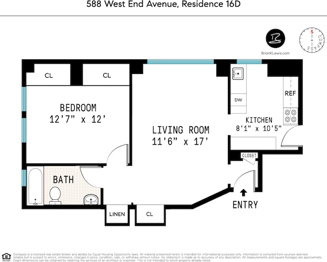 588 W End Ave Unit 16D, New York City, NY 10024 - home floor plan