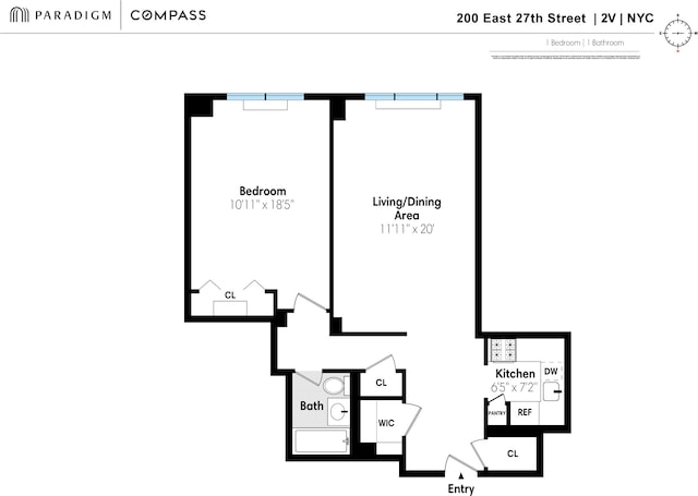 200 E 27th St Unit 2V, New York City, NY 10016 - view of room layout