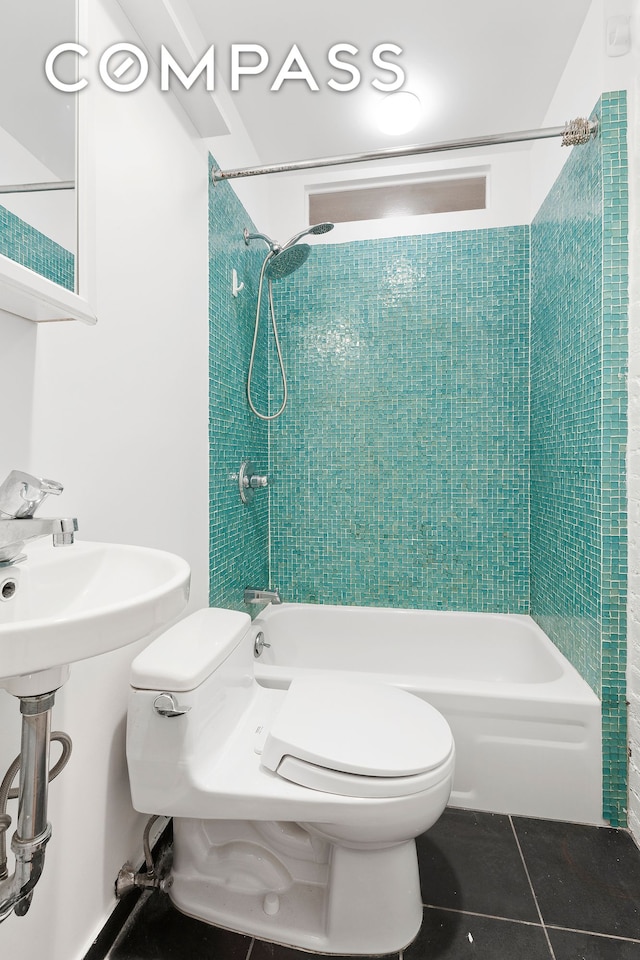 140 W 10th St Bte, Unit Bte, New York City, NY 10014 - bathroom with toilet, shower / tub combination, and tile patterned flooring