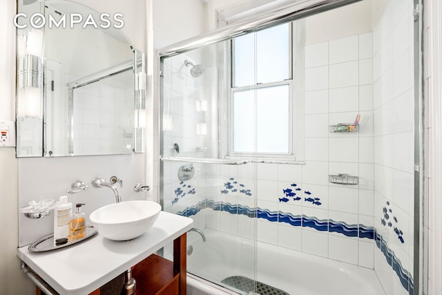 50 W 67th St Unit 4F, New York City, NY 10023 - full bath with vanity and shower / bath combination with glass door