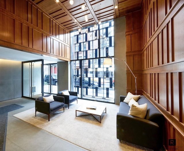 160 E 22nd St Unit 18-A, New York City, NY 10010 - community lobby featuring a wall of windows and a towering ceiling