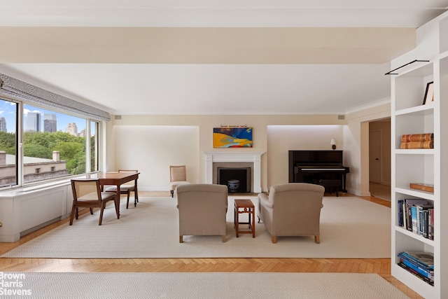 3 E 71st St Unit 7/8C, New York City, NY 10021 - living room with a fireplace and crown molding