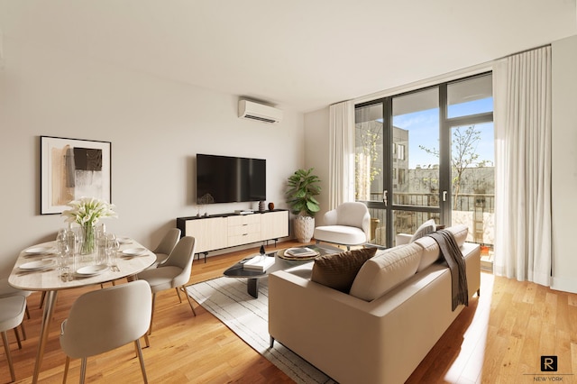 2100 Bedford Ave Unit 7-A, New York City, NY 11226 - living area with a wall mounted AC and light wood-style flooring