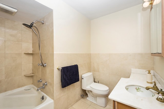 4600 Grosvenor Ave, New York City, NY 10471 - full bathroom with tile walls, toilet, shower / washtub combination, vanity, and tile patterned floors