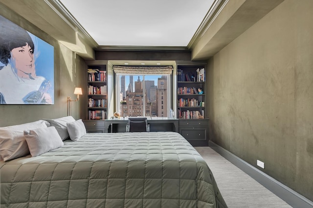 3 E 71st St Unit 10/11B, New York City, NY 10021 - bedroom featuring crown molding, a city view, and baseboards