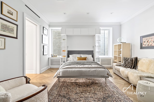 303 W 80th St Unit 2B1B, New York City, NY 10024 - bedroom featuring ornamental molding and baseboards
