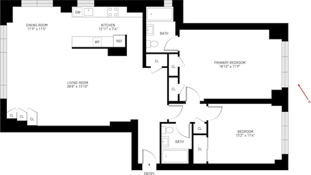 130 E 63rd St Unit 4E, New York City, NY 10065 - view of floor plan / room layout