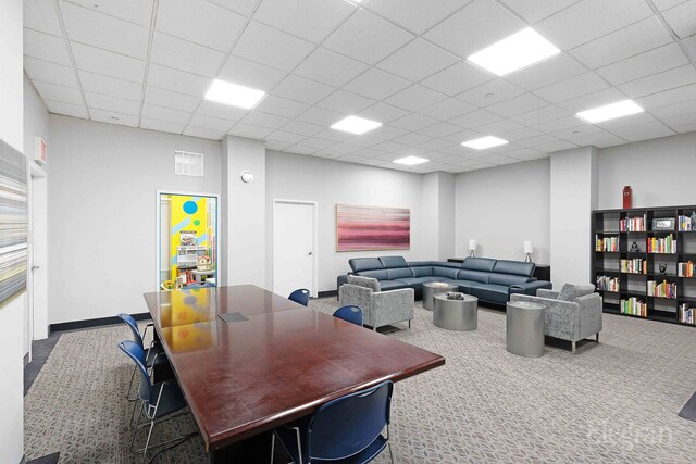1400 5th Ave Unit 4G, New York City, NY 10026 - office featuring carpet flooring, a paneled ceiling, and baseboards