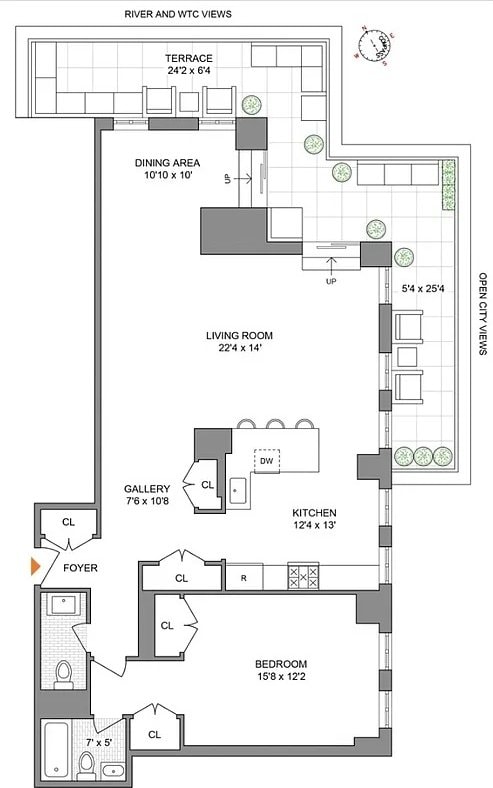 200 Rector Pl Unit 44D, New York City, NY 10280 - view of room layout