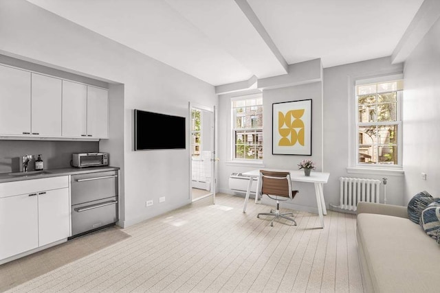 25 E End Ave Unit 10E, New York City, NY 10075 - home office with radiator, a sink, and plenty of natural light