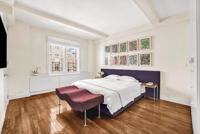 25 E End Ave Unit 10E, New York City, NY 10075 - bedroom with beamed ceiling, wood finished floors, and baseboards