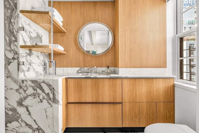 25 E End Ave Unit 10E, New York City, NY 10075 - bathroom featuring vanity, toilet, and a marble finish shower
