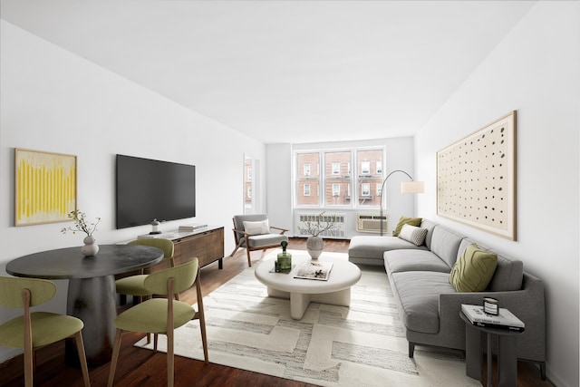 400 E 17th St Unit 608, New York City, NY 11226 - living room featuring wood finished floors and radiator heating unit