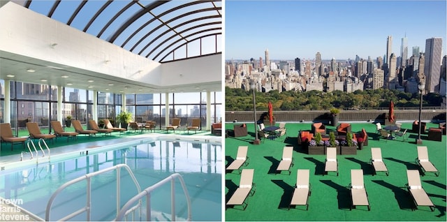 20 W 64th St Unit 20K, New York City, NY 10023 - indoor community pool with a view of skyline