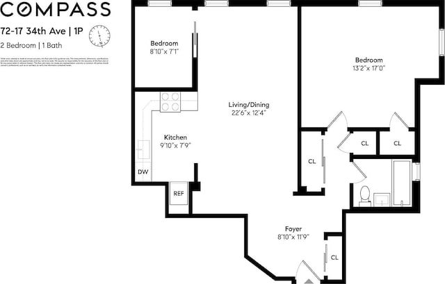 72-17 34th Ave Unit 1P, New York City, NY 11372 - view of room layout