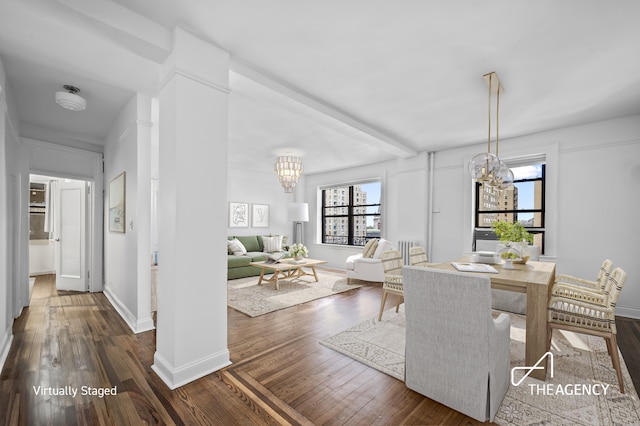 55 W 95th St Unit 94, New York City, NY 10025 - dining space with a chandelier, hardwood / wood-style flooring, and baseboards