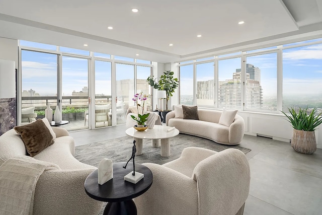 422 E 72nd St Unit 37Ad, New York City, NY 10021 - living room with concrete floors and recessed lighting