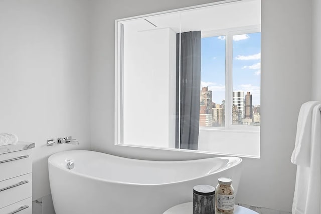 422 E 72nd St Unit 37Ad, New York City, NY 10021 - bathroom featuring a freestanding bath and vanity