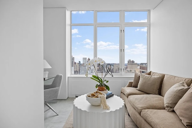 422 E 72nd St Unit 37Ad, New York City, NY 10021 - living area with finished concrete flooring and a view of city