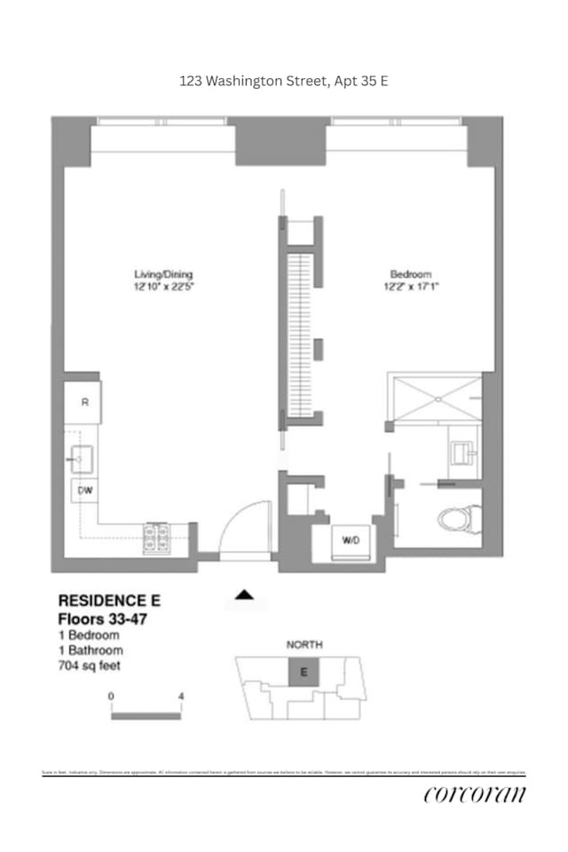 123 Washington St Unit 35E, New York City, NY 10006 - floor plan / room layout