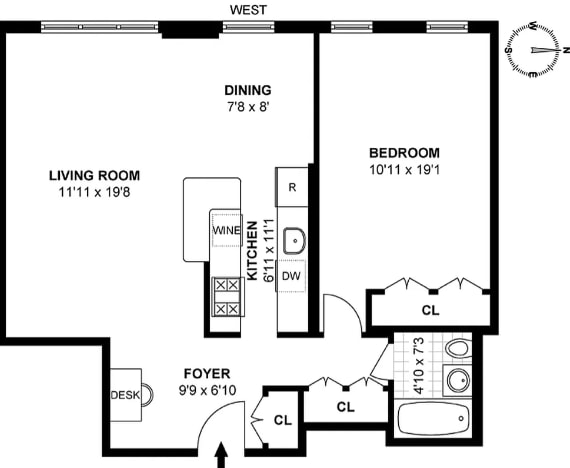 400 E 17th St Unit 711, New York City, NY 11226 - view of room layout