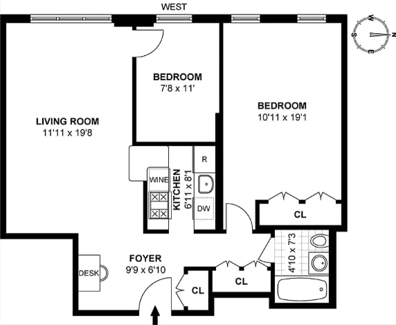 400 E 17th St Unit 711, New York City, NY 11226 - view of room layout