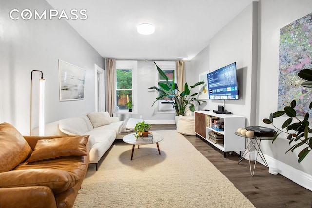 545 10th St, New York City, NY 11215 - living area featuring dark wood finished floors and baseboards