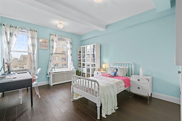 10 W 86th St Unit 15A, New York City, NY 10024 - bedroom featuring radiator, baseboards, hardwood / wood-style floors, and an office area