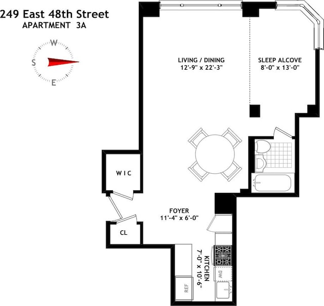 249 E 48th St Unit 3A, New York City, NY 10017 - floor plan / room layout