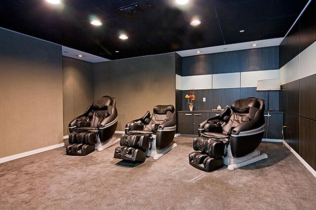 247 W 46th St Unit 3505, New York City, NY 10036 - cinema room featuring carpet flooring and recessed lighting