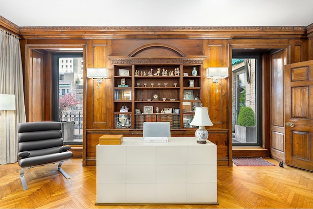 480 Park Ave Unit 15E, New York City, NY 10022 - office featuring plenty of natural light and wooden walls