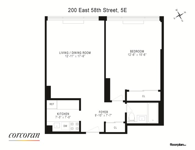 200 E 58th St Unit 5E, New York City, NY 10022 - view of room layout