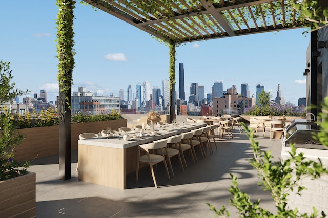 228 13th St Unit 203, New York City, NY 11215 - view of patio with a skyline view and a pergola