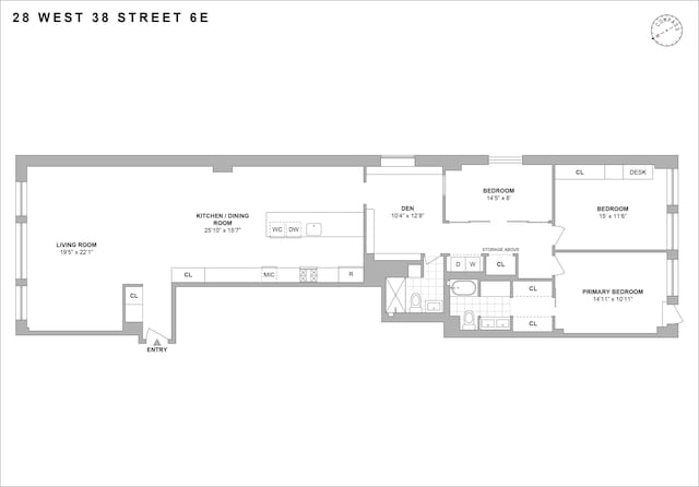 28 W 38th St Unit 6E, New York City, NY 10018 - room layout
