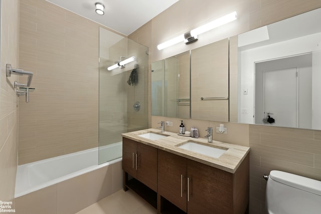 505 W 47th St Unit Ph2S, New York City, NY 10036 - full bathroom with bathtub / shower combination, double vanity, and toilet