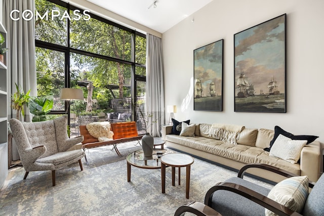 90 Furman St Unit N107, New York City, NY 11201 - living area featuring plenty of natural light and track lighting