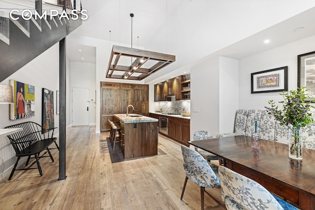 90 Furman St Unit N107, New York City, NY 11201 - dining area featuring light wood-style flooring and recessed lighting