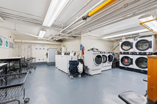 255 W 108th St Unit 2F, New York City, NY 10025 - shared laundry with stacked washer and clothes dryer and washing machine and clothes dryer