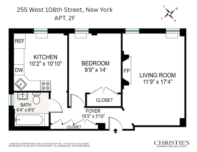 255 W 108th St Unit 2F, New York City, NY 10025 - view of floor plan / room layout
