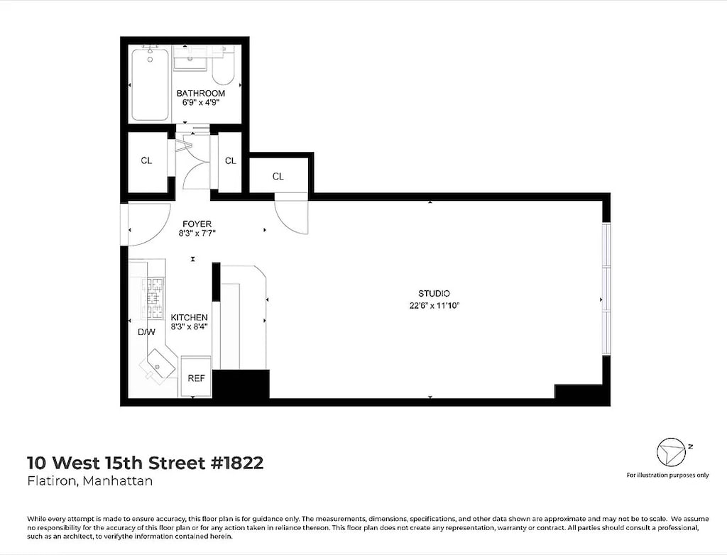 10 W 15th St Unit 1822, New York City, NY 10011 - room layout