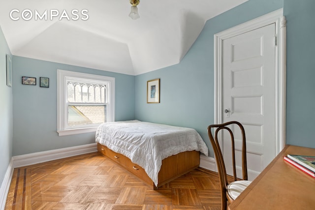 492 Westminster Rd, New York City, NY 11218 - bedroom featuring baseboards and lofted ceiling